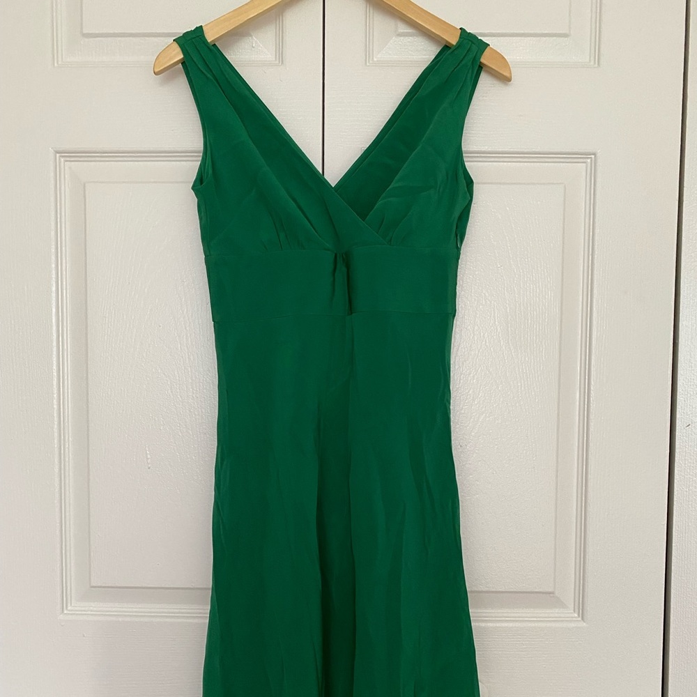 JCREW Sophia Silk Tricotine Dress in Emerald Green SZ P2